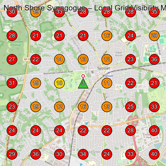 North Shore Synagogue GeoGrid visibility map for Preschool in Syosset